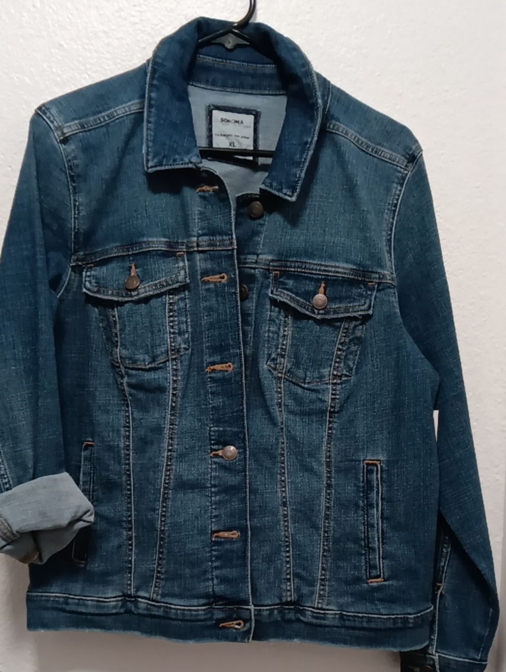 Please See Comments On Price. Ty. Quality Sonoma Med Blue Denim Jean Jacket New